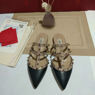 ヴァレンティノ Valentino 26-VTJ20033YH 2020年夏最新入荷 ロックスタッズ パテントレザー ミュール サマーサンダル スリッパ フラットシューズ とんがりトウ