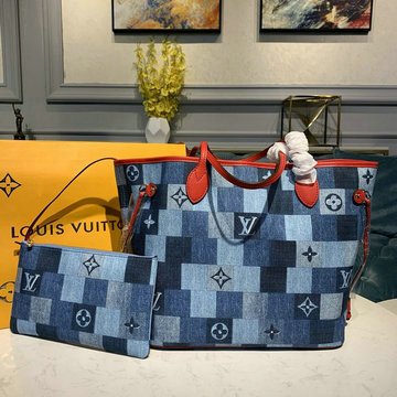 ルイヴィトン LOUISVUITTON  057-M44981 2019年最新入荷 ネヴァーフル MM トートバッグ ハンドバッグ ショッピングバッグ デニムブルー