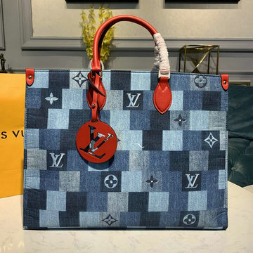 ルイヴィトン LOUISVUITTON 057-M44992  2020年最新入荷 オンザゴー GM トップハンドルバッグ トートバッグ ショッピングバッグ デニム モノグラム