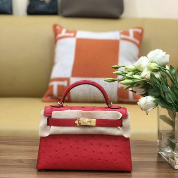 エルメス HERMES 063-HKL19TPRD 2020年最新入荷 ミニ ケリー トートバッグ トップハンドルバッグ レディースかばん オーストリッチ革