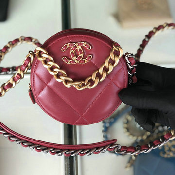 商品名称：シャネル CHANEL JS-CH0945RD  2020年最新入荷 19 チェーンク クラッチ ラウンドバッグ 斜め掛け ショルダーバッグ レディースかばん ラムスキン