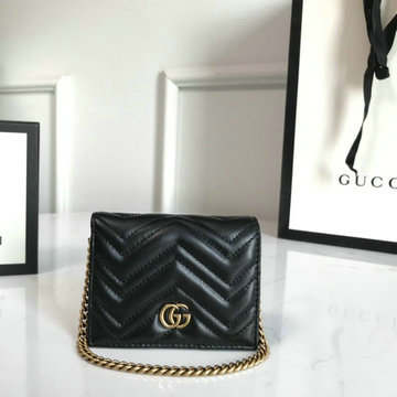 グッチ GUCCI 057-GG625693BK  2020年最新入荷 GGマーモント カードケース チェーン ウォレット 小銭入れ カーフレザー