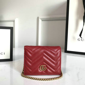 グッチ GUCCI 057-GG625693RD 2020年最新入荷 GGマーモント カードケース チェーン ウォレット 小銭入れ カーフレザー