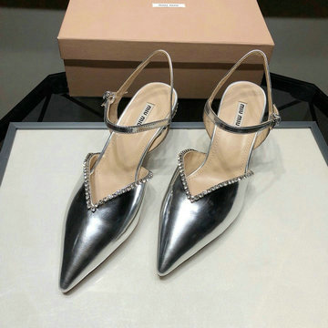 ミュウミュウ MIUMIU 26-MMJ20012  2020年夏最新入荷 ローヒールシューズ サマーサンダル ピンヒール レディースシューズ 靴 レザー