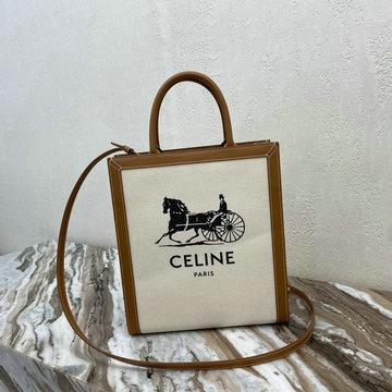 セリーヌ CELINE DDB-CE192082BBM　2020年最新入荷 スモール バーティカル カバ ハンドバッグ トートバッグ トリオンフキャンバス カーフスキン