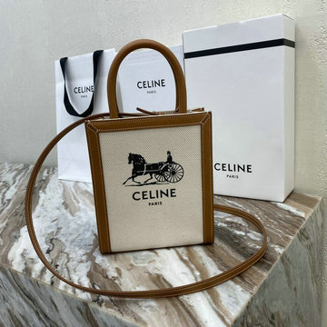 セリーヌ CELINE DDB-CE193302BBM　2020年最新入荷 スモール バーティカル カバ ハンドバッグ トートバッグ トリオンフキャンバス カーフスキン