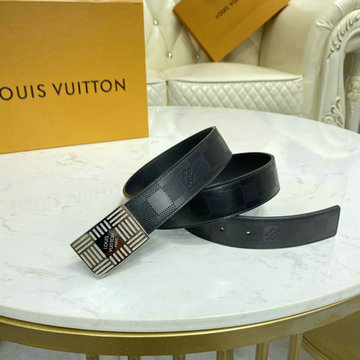 ルイヴィトン LOUISVUITTON 057-M0023Y　2020年最新入荷 サンチュール ダミエ プレート 35MM リバーシブル ベルト メンズ用 カーフレザー