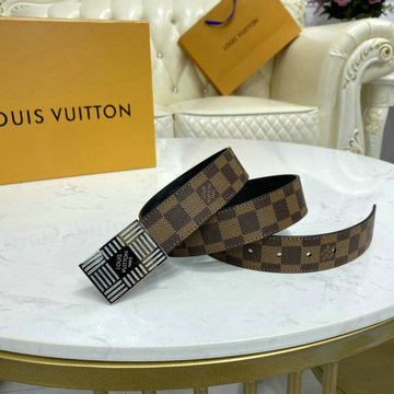 ルイヴィトン LOUISVUITTON 057-M0268TY　2020年最新入荷 サンチュール ダミエ プレート 35MM リバーシブル ベルト メンズ用 カーフレザー