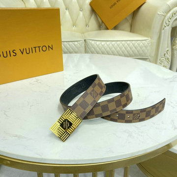 ルイヴィトン LOUISVUITTON 　2020年最新入荷 サンチュール ダミエ プレート 35MM リバーシブル ベルト メンズ用 カーフレザー