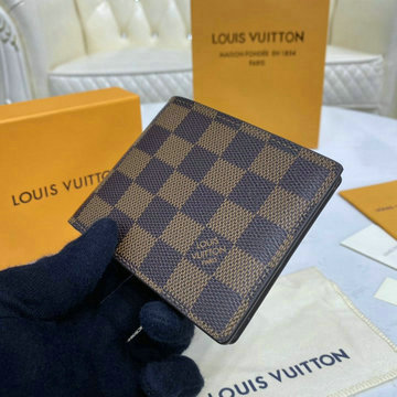 ルイヴィトン LOUISVUITTON 057-N61208　2020年最新入荷 ポルトフォイユ スレンダー 二つ折り短財布 カードケース 札入れ ショートウォレット ダミエエベヌキャンパス