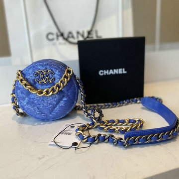 商品名称：シャンル CHANEL JS-CH0945ZLS　2020年最新入荷 19 チェーン クラッチ 斜め掛け ショルダーバッグ ラウンドバッグ クロスボディ スパンコール カーフスキン