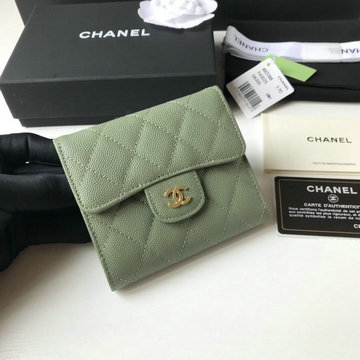 シャネル CHANEL JS-CH82288QJG　2021年最新入荷 三つ折り短財布 キャビアスキン ショートウォレット 小銭入れ