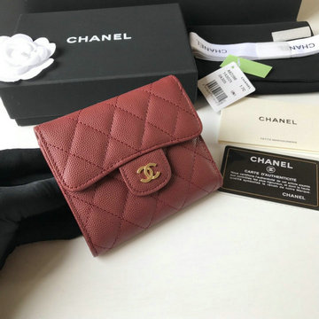 シャネル CHANEL JS-CH82288QJJ　2021年最新入荷 三つ折り短財布 キャビアスキン ショートウォレット 小銭入れ