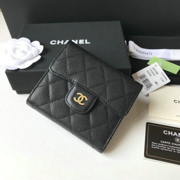 商品名称：シャネル CHANEL JS-CH82288QJK　2021年最新入荷 三つ折り短財布 キャビアスキン ショートウォレット 小銭入れ