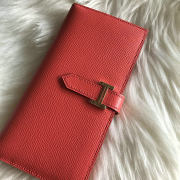 エルメスHERMES 063-H208SJRD　2021最新入荷 ベアン ロングウォレット 二つ折り長財布 ロングウォレット 札入れ カードポケット付き 小銭入れ コインケース ヴォーエプソン