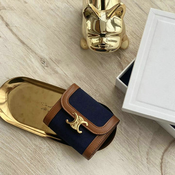 セリーヌ CELINE 99-CE10D783BLZ　2021年最新入荷 スモール トリオンフウォレット 三つ折り短財布 テキスタイル カーフスキン