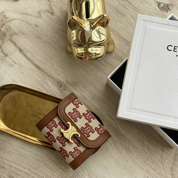 セリーヌ CELINE 99-CE10D783BBR　2021年最新入荷 CELINEプリント スモール トリオンフウォレット 三つ折り短財布 テキスタイル カーフスキン