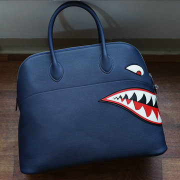 エルメス HERMES 2063-HBL45SSL 021年最新入荷 ボリード シャーク ボーリングバッグ トップハンドルバッグ トートバッグ ハンドバッグ カーフレザー