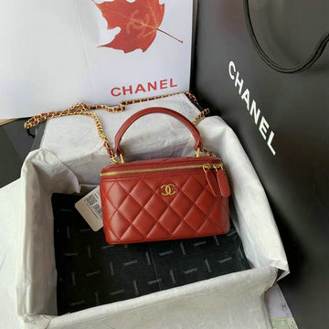 シャネル CHANEL JS-CH2199RD　2021年最新入荷 スモール ヴァニティー ケース トップハンドルバッグ 斜め掛け ショルダーバッグ 化粧かばん クロスボディバッグ