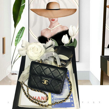 シャネル CHANEL JS-CH2200BK　2021年最新入荷 チェーンウォレット トップハンドルウォレット 短財布 斜め掛け ショルダーバッグ クロスボディクラッチ ラムスキン