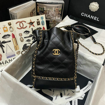 シャネル CHANEL JS-CH2738BK　2021年最新入荷 バゲットバッグ 斜め掛け ショルダーバッグ クロスボディバッグ ドローストリングバッグ レディースかばん カーフレザー