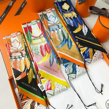 エルメス HERMES AN-PDHE21001　2021年最新入荷 ネックボウ ツイリー ミッツァ スカーフ シルクツイル バンドゥ マフラー ヘアバンド バッグバンド