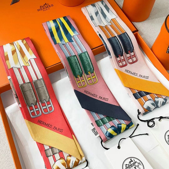 エルメス HERMES AN-PDHE21002　2021年最新入荷 ネックボウ ツイリー ミッツァ スカーフ シルクツイル バンドゥ マフラー ヘアバンド バッグバンド