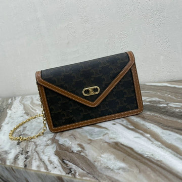 セリーヌ CELINE DDB-CE10H422K　2021年最新入荷 マイヨン トリオンフ チェーンウォレット 斜め掛け ショルダーバッグ クロスボディバッグ トリオンフキャンバス ラムスキン