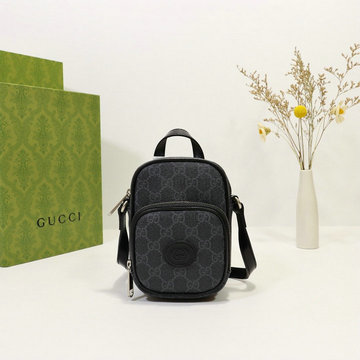 グッチ GUCCI 057-GG672952BK　2021年最新入荷 インターロッキングG ミニバッグ 斜め掛け ショルダーバッグ クロスボディバッグ キャンパス＋レザー