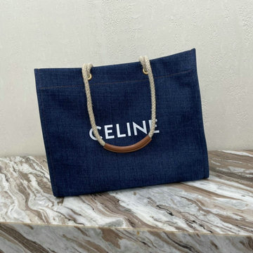 セリーヌ CELINE DDB-CE196992NZL　2021年最新入荷 スクエア カバ トートバッグ 肩掛け ショルダーバッグ レディースかばん デニム カーフレザー