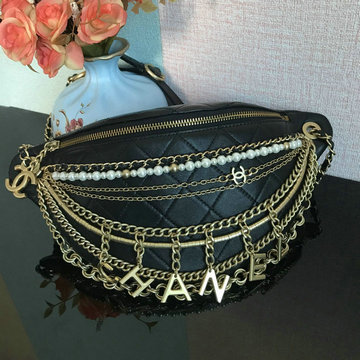 シャネル CHANEL CC-CH0755BK　2021年最新入荷 ラージ ウェストバッグ チェストバッグ 斜め掛け ショルダーバッグ クロスボディバッグ ラムスキン