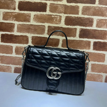 グッチ GUCCI 057-GG498110LBK　2021年最新作 GGマーモント トップハンドルバッグ トートバッグ 2way ショルダーバッグ カーフスキン