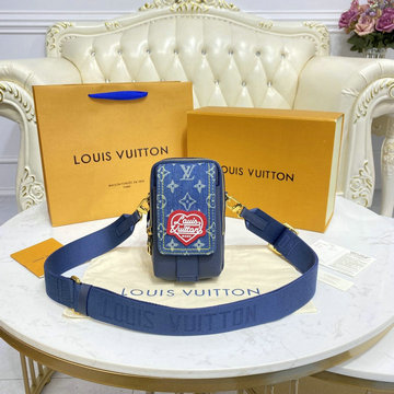 ルイヴィトン LOUISVUITTON 057-M81060　2021年最新入荷 ダブル フォンポーチ 斜め掛け ショルダーバッグ クロスボディバッグ 携帯バッグ モノグラムデニム
