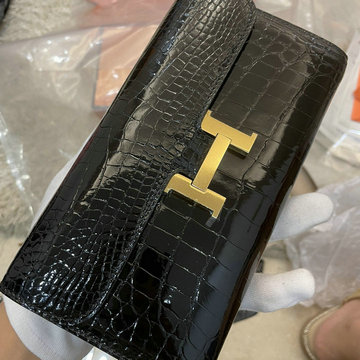 エルメス HERMES 063-H709EPJBK　2021最新入荷 コンスタンス クラッチバッグ 手持ちかばん 2way 斜め掛け ショルダーバッグ チェーンウォレット クロコ革