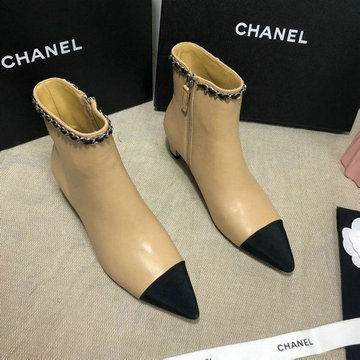 シャネル CHANEL 26-CHJ21041DP　2021年秋冬最新入荷 アングルブーツ ローヒールシューズ ファスナー開閉式 レディースシューズ カーフレザー