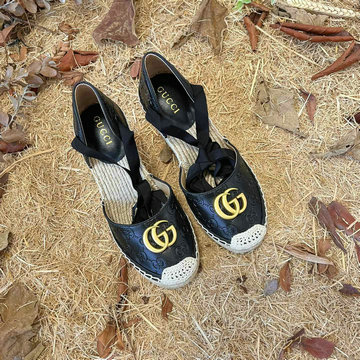 グッチ GUCCI 26-GGJ21023　2021年最新入荷 ハイヒールシューズ エスパドリーユサンダル ウェッジヒール レディースシューズ カーフレザー