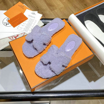 エルメス HERMES 26-HEJ21009Z　2021年秋冬最新入荷 テディ オラン ミュール ウール サンダル 暖かい レディース スリッパ カーフレザー