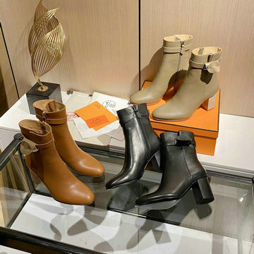 商品名称：エルメス HERMES 26-HEJ21010　2021年秋冬最新入荷 ショートブーツ ハイヒールシューズ スクエアヒール レディースシューズ カーフレザー