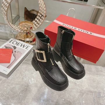 ロジェヴィヴィエ ROGER VIVIER 26-RVJ21002DW　2021年秋冬最新入荷 ショートブーツ フラットシューズ 厚底 レディースシューズ 靴 カーフレザー