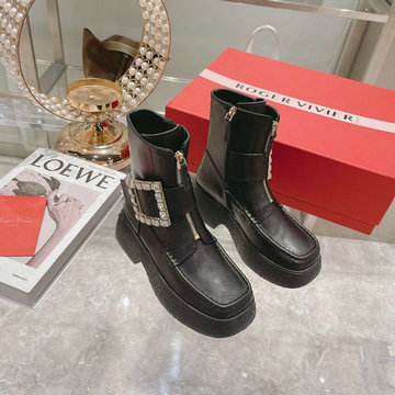 ロジェヴィヴィエ ROGER VIVIER 26-RVJ21002DZ　2021年秋冬最新入荷 ショートブーツ フラットシューズ 厚底 レディースシューズ 靴 カーフレザー
