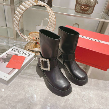 ロジェヴィヴィエ ROGER VIVIER 26-RVJ21002GZ　2021年秋冬最新入荷 ショートブーツ フラットシューズ 厚底 レディースシューズ 靴 カーフレザー