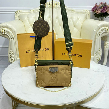 ルイヴィトン LOUISVUITTON 057-M58977　2021年最新入荷 マキシ ミュルティ ポシェット アクセソワール ショルダーバッグ ポーチ チェーンウォレット リサイクルナイロン