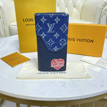 商品名称：ルイヴィトン LOUISVUITTON 057-M81108L　2021年最新入荷 ポルトフォイユ ブラザ 二つ折り長財布 ロングウォレット 札入れ カードポケット モノグラムデニム トリヨンレザー