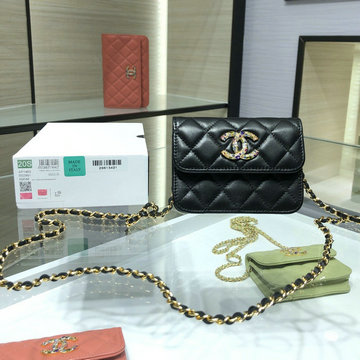 シャネル CHANEL JS-CH1942BK　2020年最新入荷 チェーンクラッチ チェーンウォレット 斜め掛け ショルダーバッグ レディースかばん クロスボディ ラムスキン