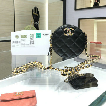 シャネル CHANEL JS-CH1944BK　2020年最新入荷 チェーンクラッチ ラウンドバッグ 斜め掛け ショルダーバッグ レディースかばん クロスボディ ラムスキン