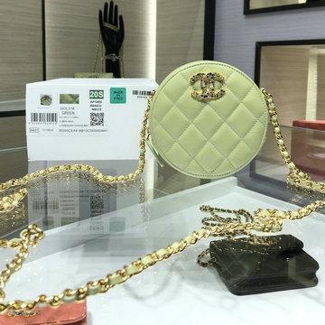 シャネル CHANEL JS-CH1944QG　2020年最新入荷 チェーンクラッチ ラウンドバッグ 斜め掛け ショルダーバッグ レディースかばん クロスボディ ラムスキン