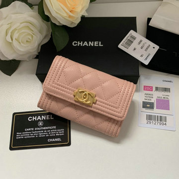 商品名称：シャネル CHANEL JS-CH80603QJF　2020年最新入荷 BOY フラップ カードケース 二つ折り短財布 名刺入れ グレインド カーフスキン