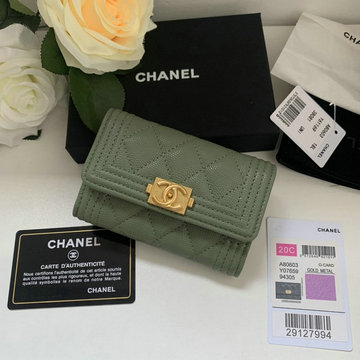 商品名称：シャネル CHANEL JS-CH80603QJM　2020年最新入荷 BOY フラップ カードケース 二つ折り短財布 名刺入れ グレインド カーフスキン