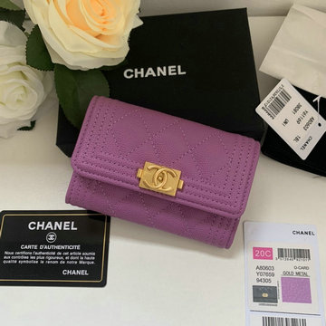 商品名称：シャネル CHANEL JS-CH80603QJZ　2020年最新入荷 BOY フラップ カードケース 二つ折り短財布 名刺入れ グレインド カーフスキン