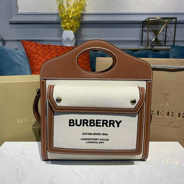 バーパリー BURBERRY 99-BR801461SX 2021年最新入荷 ポケットバッグ トートバッグ 2way ショルダーバッグ レディースかばん ツートンキャンバス